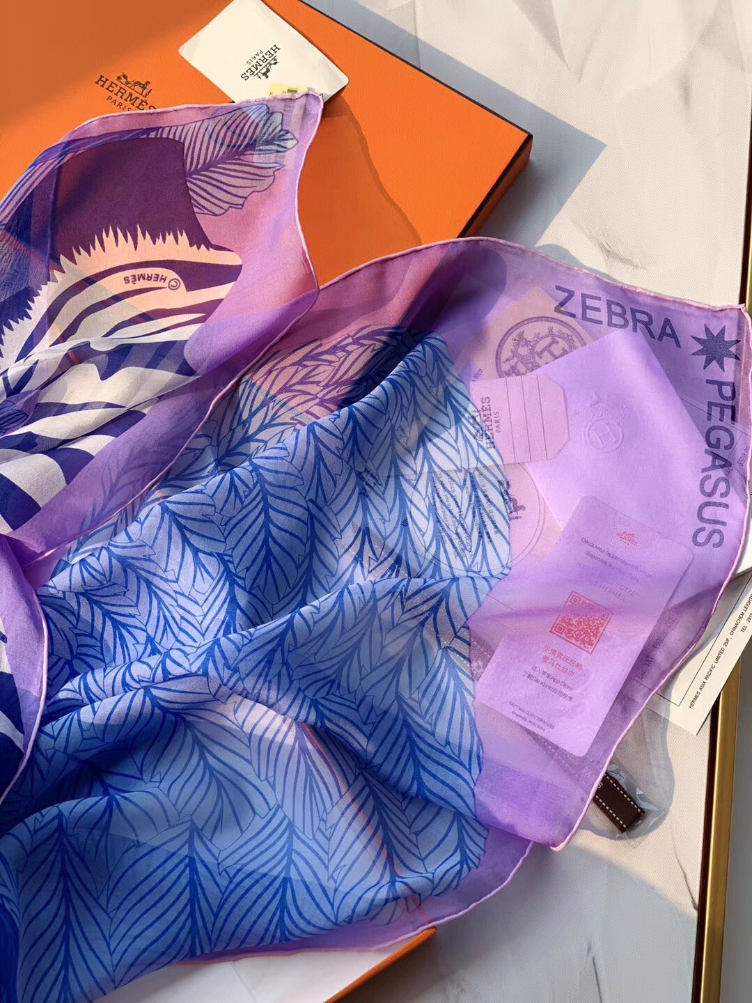 H《斑马飞马》 迷人的紫蓝色 140*140cm 100%雪纺真丝